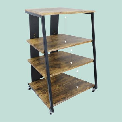 Hi-Fi Rack with 4 Shelves, Adjustable Height