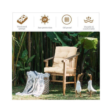 High Back Chair Cushion with 3-Position Adjustable Backrest, Beige, Waterproof