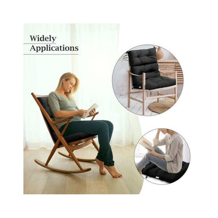 High Back Chair Cushion with 3-Position Adjustable Backrest, Black, Waterproof