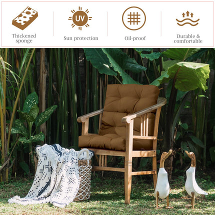 High Back Chair Cushion with 3-Position Adjustable Backrest, Brown, Waterproof