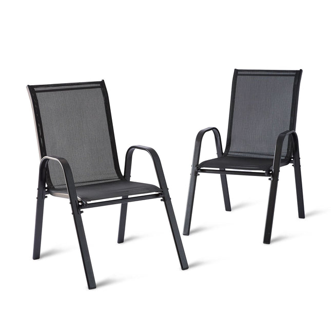 High-Back Garden Chair Set, Breathable Fabric, Stackable
