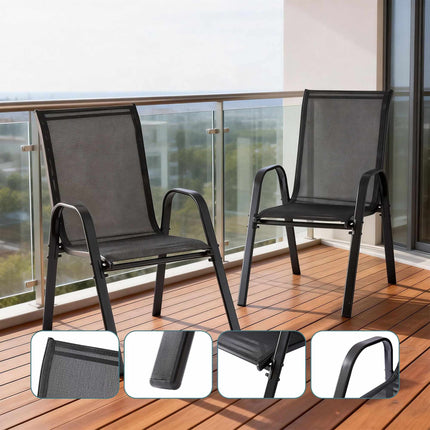 High-Back Garden Chair Set, Breathable Fabric, Stackable