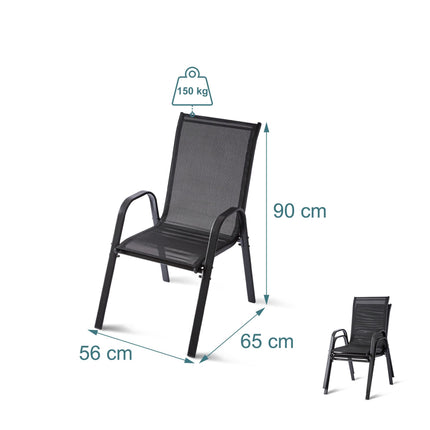 High-Back Garden Chair Set, Breathable Fabric, Stackable