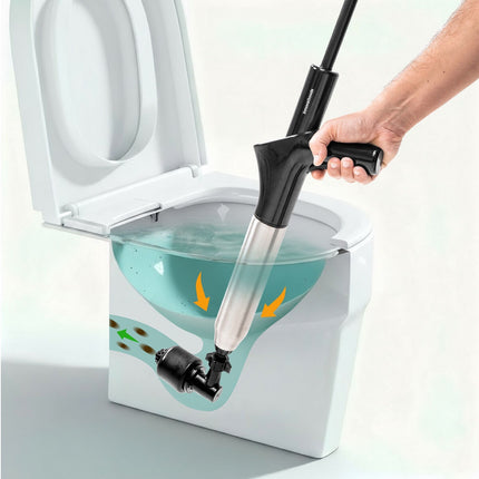 High-Pressure Air Plunger with 7 Accessories & Gauge