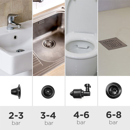 High-Pressure Air Plunger with 7 Accessories & Gauge