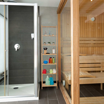 High bamboo bathroom shelf
