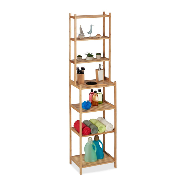 High bamboo bathroom shelf