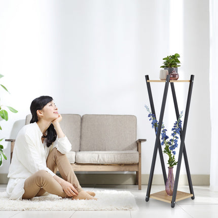 High floral pedestal with 2 shelves