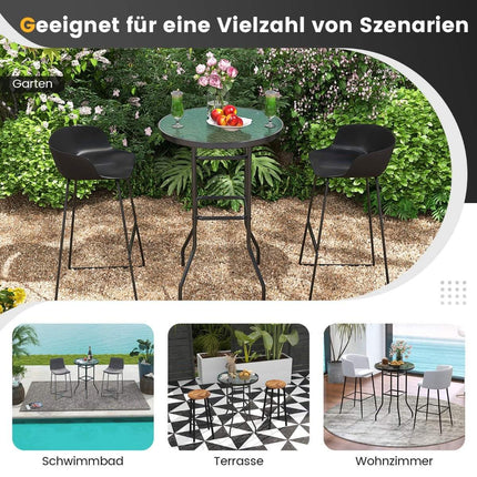 High garden table bar table round bistro table with table top made of tempered glass 68 x 68 x 97 cm black