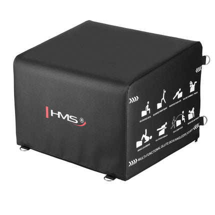 Hip Thrust Box 60 x 56 cm with Inclined Back Support, Height 40–45 cm, Black