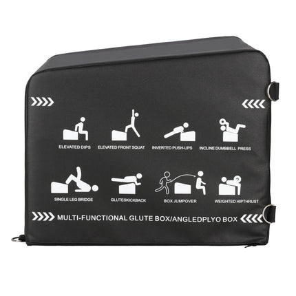 Hip Thrust Box 60 x 56 cm with Inclined Back Support, Height 40–45 cm, Black