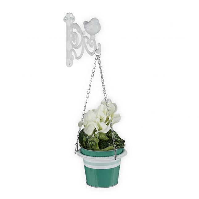 Holder for hanging flower basket on the wall