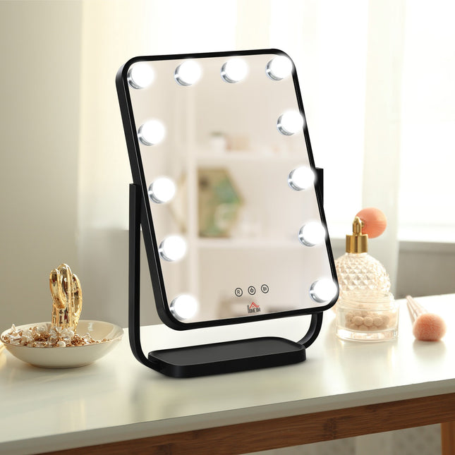 Hollywood Makeup Mirror, 12 LEDs, touch control, 3 light colors