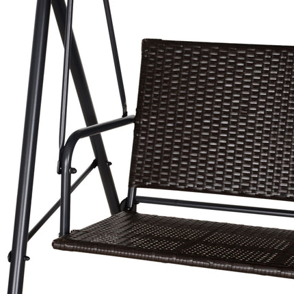 2-seater garden swing bench - adjustable canopy, rattan frame