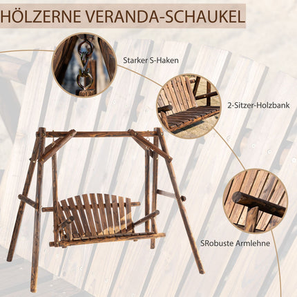 Garden swing bench 2-seater, natural finish
