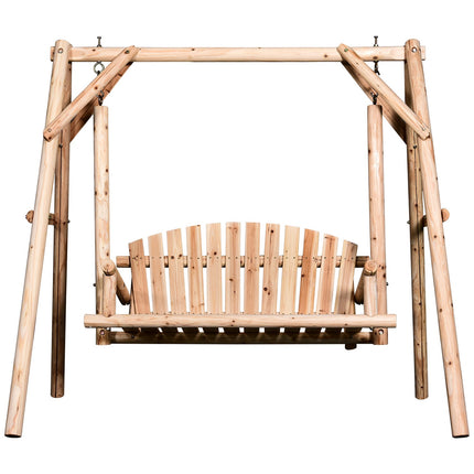 2-seat garden swing bench in wood, 187 x 137 x 170 cm