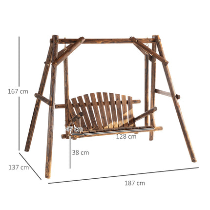 Garden swing bench 2-seater, natural finish