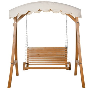 2-seater Garden swing in larch wood with sunroof