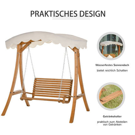 2-seater Garden swing in larch wood with sunroof