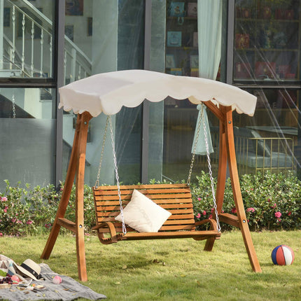 2-seater Garden swing in larch wood with sunroof