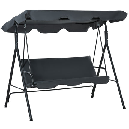 Hollywood Swing 3-Zits Comfortabele Schommelbank Met Dak, Stalen Constructie, Grijs En Zwart, 172X110X153Cm