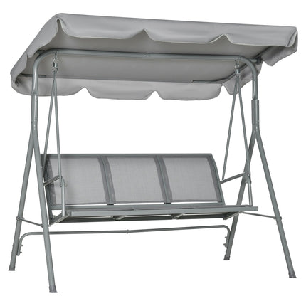 3-seater gray garden swing bench with roof - metal 170x110x153cm