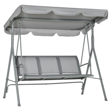 3-seater gray garden swing bench with roof - metal 170x110x153cm