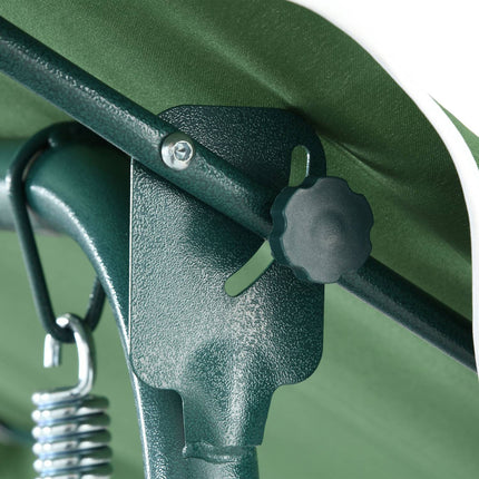3-seat garden swing with canopy, steel frame, green