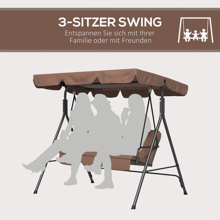 3-seat swing with adjustable roof, water resistant