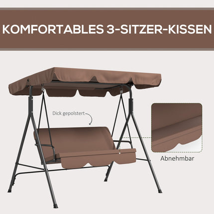 3-seat swing with adjustable roof, water resistant