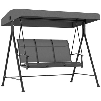 Hollywood Swing 3-zits tuinschommel met verstelbaar dak Draagvermogen tot 240 kg Metaal Textline Donkergrijs 195 x 118 x 170 cm