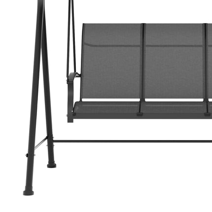 Hollywood Swing 3-zits tuinschommel met verstelbaar dak Draagvermogen tot 240 kg Metaal Textline Donkergrijs 195 x 118 x 170 cm
