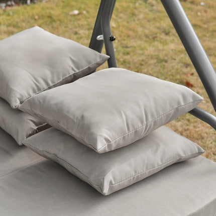 3-seat brown swivel bench with adjustable canopy and recliner