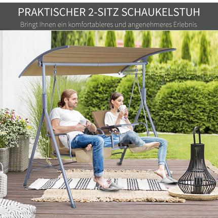 2-seat garden swing with sunroof, beige 175x112x165 cm