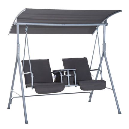 2-seat garden swing with sunshade, gray 175 x 112 x 165 cm