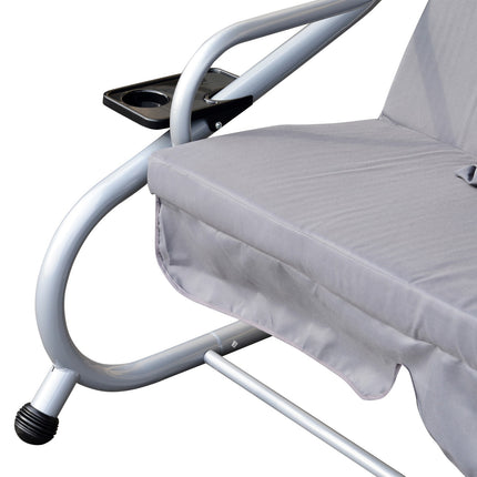 3-seat steel garden swing, horizontal, grey, 200x120x164 cm