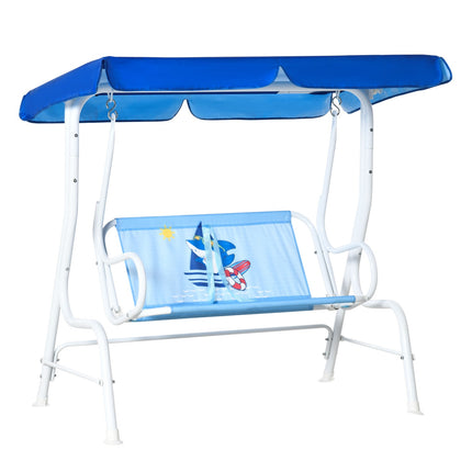 Children's 2-seat garden swing with adjustable sun protection