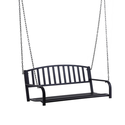 Black metal 2-seater garden swing bench with chains
