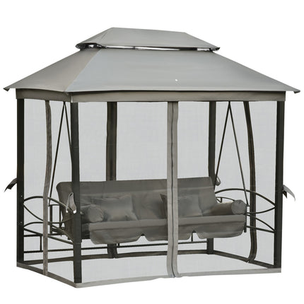 3-seat dark gray garden swing with side walls