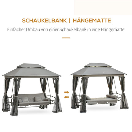 3-seat dark gray garden swing with side walls