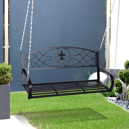 Weather Resistant 2 Seater Garden Swing With Chains - Black