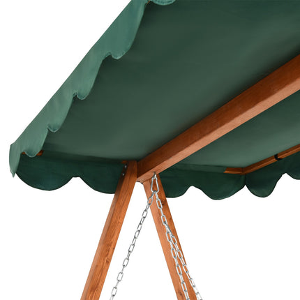 Garden swing for 3 people in real wood with canopy and lounge chair