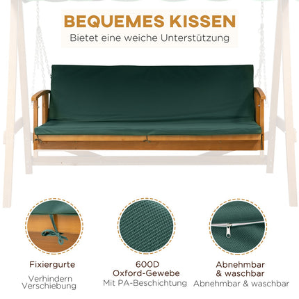 Garden swing for 3 people in real wood with canopy and lounge chair