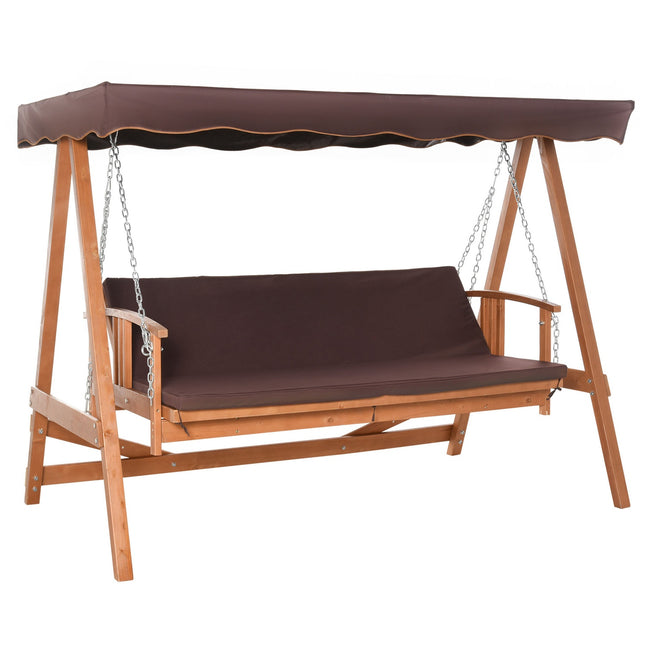 Garden swing bench with canopy, reclining spruce, 3-person