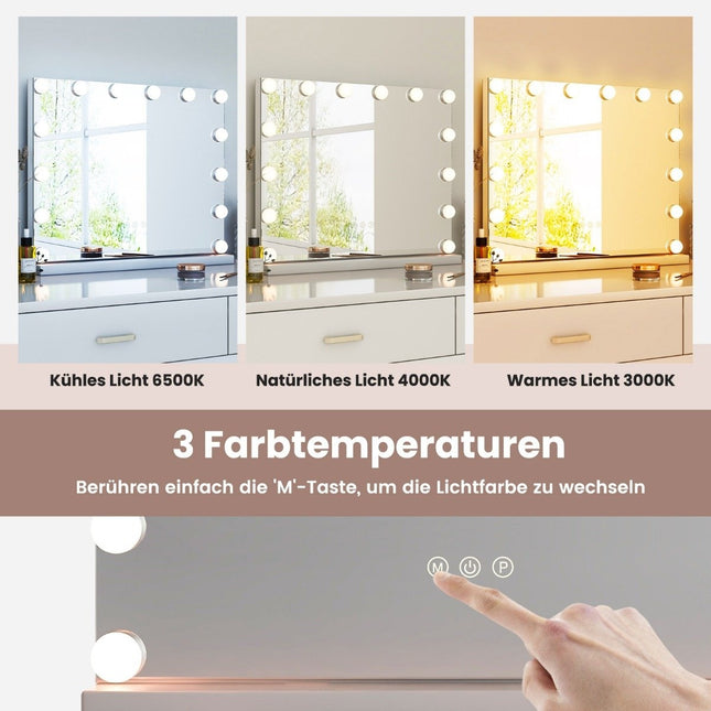 Hollywood Vanity Mirror with 14 Dimmable LED Lights, 3 Color Modes