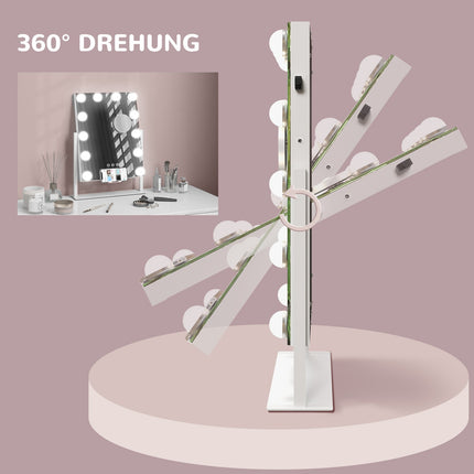 Hollywood makeup mirror with lights, 37x46cm, 10X magnification