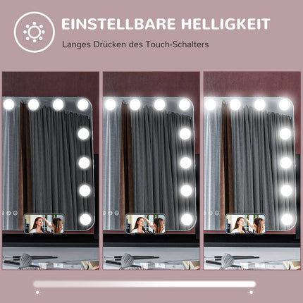 Hollywood makeup mirror with lights, 15 LEDs, black, 3 modes