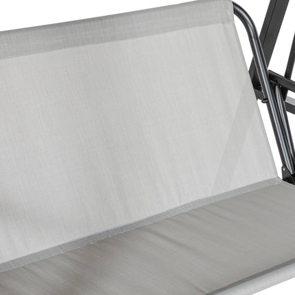 Hollywood-schommel, 2-zits tuinschommel met verstelbaar dak, kussen, schommelbank, draagvermogen tot 220 kg, voor tuin, balkon, grijs, 145 x 116 x 172 cm
