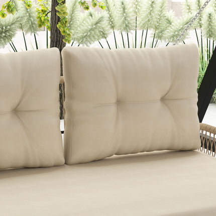 Hollywood swing 2-zits rotan tuinschommel met kussens kettingen hangbank draagvermogen tot 240 kg hangende schommel schommelbank tuinbank voor tuinbalkon 115 x 66 x 44 cm beige Aosoom