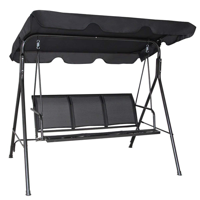 Hollywood swing garden swing swing bench garden lounger with sun canopy 3-seater black